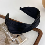 Retro Satin Knotted Wide Headband for Women
