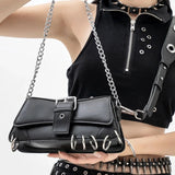 Die Shadow-Vault Silhouette Gothic Nieten Biker-Tasche