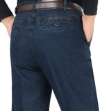 Men's High-Quality Cotton Stretch Jeans | Spring & Autumn Dark Blue Denim