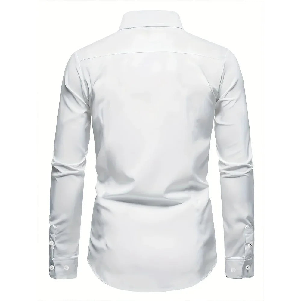 Men's White Long Sleeve Shirt – Smart Casual Dress Blouse