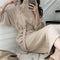 Women’s Vintage Turtleneck Knitted Dress – Long Sleeve Button Bandage Midi Dress