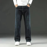 Herren-Businessjeans mit hoher Taille | Klassischer Stretch-Slim-Denim in Marineblau