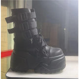 Women’s 9cm Chunky Platform Punk Wedge Ankle Booties