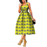 African Batik Summer Dress for Women | Sleeveless Knee-Length Party Dress