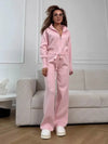 Damen 2-teiliges geripptes Strick-Loungewear-Set – Trendiger Cardigan in schmaler Passform und Hose mit weitem Bein
