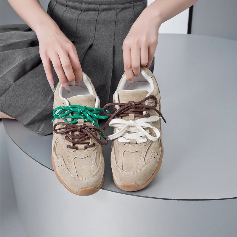 Women’s Genuine Leather German Training Shoes – Non-Slip Retro GAT Sneakers