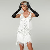 1920er Jahre Flapper Kleid Golden Twenties Gatsby Pailletten Fransen Quasten Minikleid