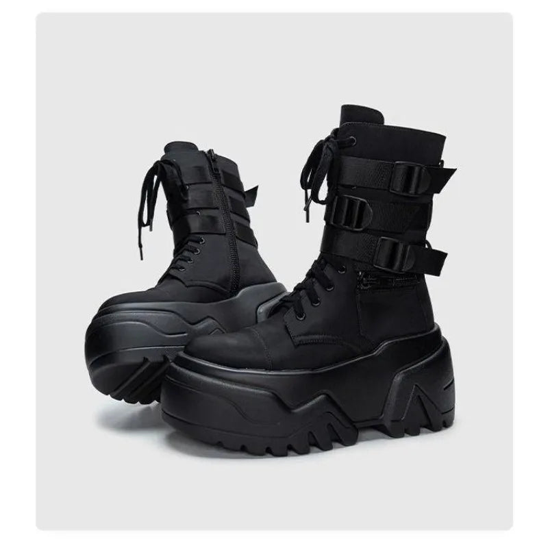Women’s 9cm Chunky Platform Punk Wedge Ankle Booties