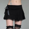 Dark Academia Lace A-Line Mini Skirt | Black Low-Waisted Gothic Short Skirt