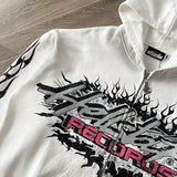 Hellstar HS Flame Glitter Zip-Up Hoodie – Beiger Fleece Unisex Kapuzenpullover