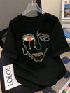 Women's Premium Cotton Oversized Top with Vibrant Graffiti Portrait Print