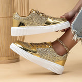 Glänzende silberne Board-Schuhe für Damen – modische atmungsaktive Mesh-Sneaker