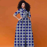 African Ankara Maxi Dress for Women | Half Sleeve High Waist Traditional Print Dress