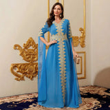 Eid Party Dress for Women – Luxury Abaya Muslim Maxi – Long Sleeve Ramadan Caftan Robe