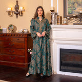 Beaded Muslim Abaya for Women | Elegant Stand Collar Jalabiya and Morocco Party Dress