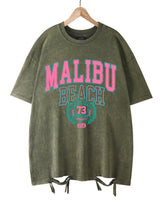 The Malibu Retro Tee: Sun-Washed Cotton Graphic T-Shirt with Vintage Lettering
