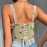 The "Versailles" Retro Floral Corset | French Style Double Strap Bra Top
