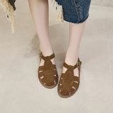 Women’s Genuine Leather Retro Pig Cage Sandals