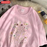 Beautiful Flower Clusters Cotton T-Shirt - Women's Floral Graphic Tee