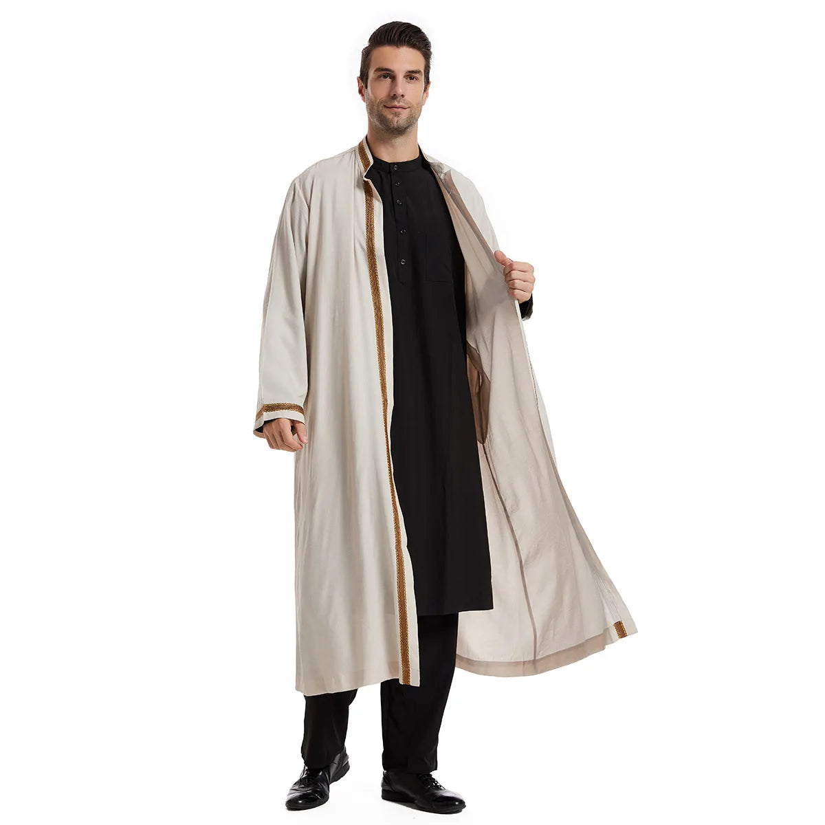 Muslim Men’s Eid Cardigan Abaya | Elegant Jubba Thobe and Ramadan Kimono