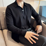Herren Herbst Fake 2-teiliger Strick-Cardigan – nahtloser Hemdkragen, gespleißter Pullover