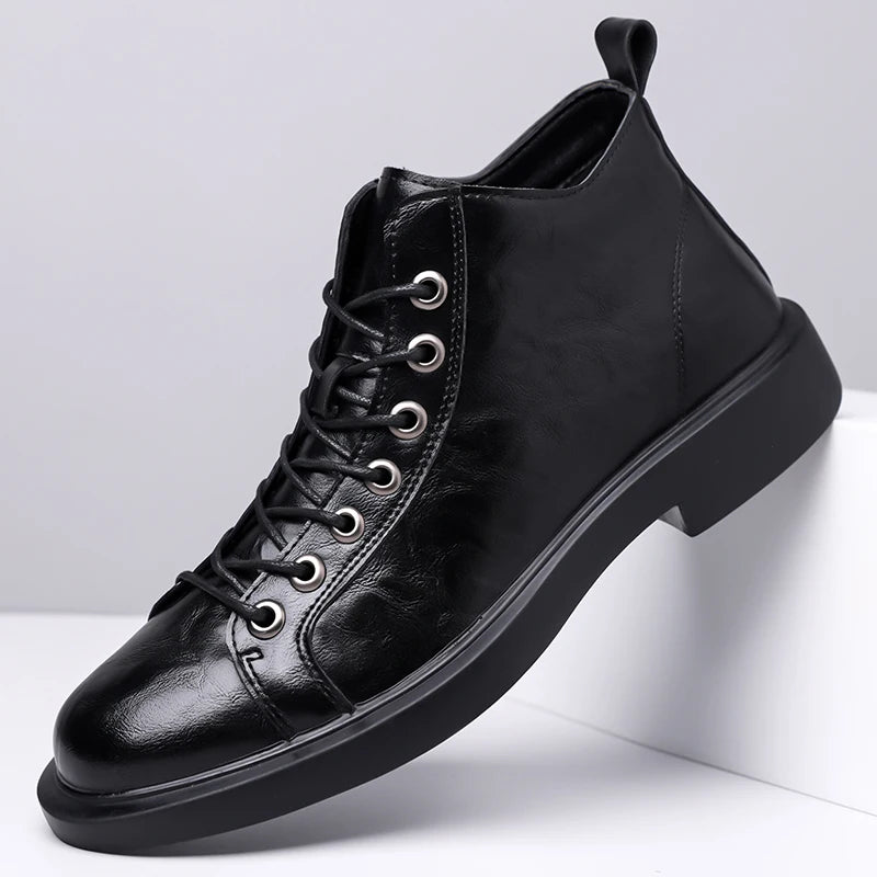 Herren handgefertigte Leder Loafer Stiefel Mode Ethno-Stil Freizeitschuhe Bequem Leicht Atmungsaktiv Herrenstiefel