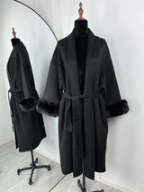 Luxuriöser Fuchsfell-Woll-Wintermantel für Damen – Eleganter doppelseitiger Wollmantel für Frauen,