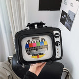Funny Retro TV Cartoon Handbag | Creative Transparent Square Bag for Women