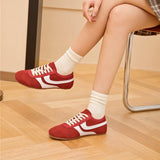 Women’s Genuine Leather German Training Shoes – Retro Flat Sneakers, Lace-Up "Forrest Gump" Style Trainers