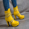 Women's Platform Ankle Elegant Winter Booties with Side Zipper– Lace-Up High Heel Short Boots