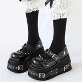 Women’s Kawaii Lolita Platform Mary Janes Cute Rivet Buckle School Shoes