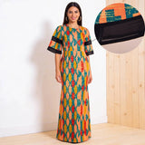 Half Sleeve Women African Dashiki Print Bodycon Maxi Dress