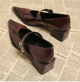 Designer Vintage Women’s Mary Jane Shoes – Fashion Pointed Toe Shallow Pumps