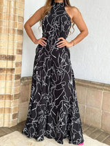 Women's Summer Elegant Abstract Print Halter Jumpsuit