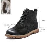 Women’s Genuine Leather Ankle Boots – Retro British Style Suede Booties