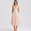 Women's Elegant Pink Floral Print Corset Dress