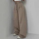 Damen Y2K Wide Leg Lange Hose – Elegante High Waist Double Drawstring Baggy Hose