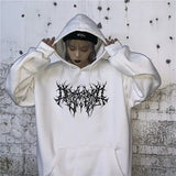 Vintage Y2K Gothic Print Hoodie für Damen | Locker geschnittenes Streetwear Langarm Sweatshirt