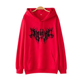 Vintage Y2K Gothic Print Hoodie für Damen | Locker geschnittenes Streetwear Langarm Sweatshirt