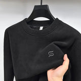 Men's Thickened Woolen Fleece Pullover – Half-High Collar Thermal Sweatshirt