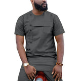 Afrikanisches Dashiki-Hemd mit kurzen Ärmeln und Hose Herren-Anzug 2-teiliges Ankara-Set