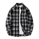 Men’s Plaid Flannel Oversized Business Male Dress Shirt– Spring Autumn Long Sleeve Casual Shirt