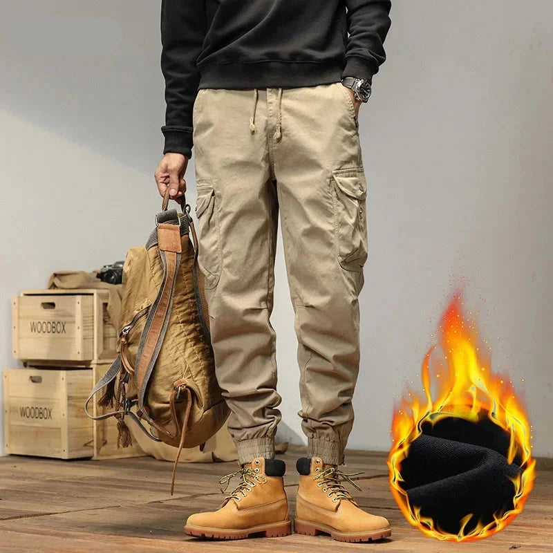 Men’s Winter Y2K Harem Tactical Utility Fleece Cargo Pants