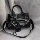 The Noir-Rebel Silhouette Retro Pleated Motorcycle Bag