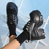 Women’s Gothic 8cm+ Chunky Sole Black Chain Platform Sneakers