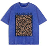 Damen Oversized Washed Cotton Top mit auffälligem Leopardenprint
