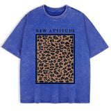 Damen Oversized Washed Cotton Top mit auffälligem Leopardenprint