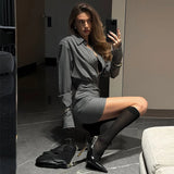 Women’s Elegant Lapel Single-Breasted Shirt & Hip Package Skirt Set