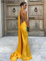 Sexy Satinband Neckholder Partykleid – Elegantes rückenfreies Abendkleid für Damen