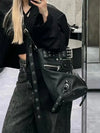 The Moto-Vault Silhouette Vintage Black Rivet Handbag